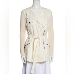 St. John collection cream wrap zip up lightweight jacket 4